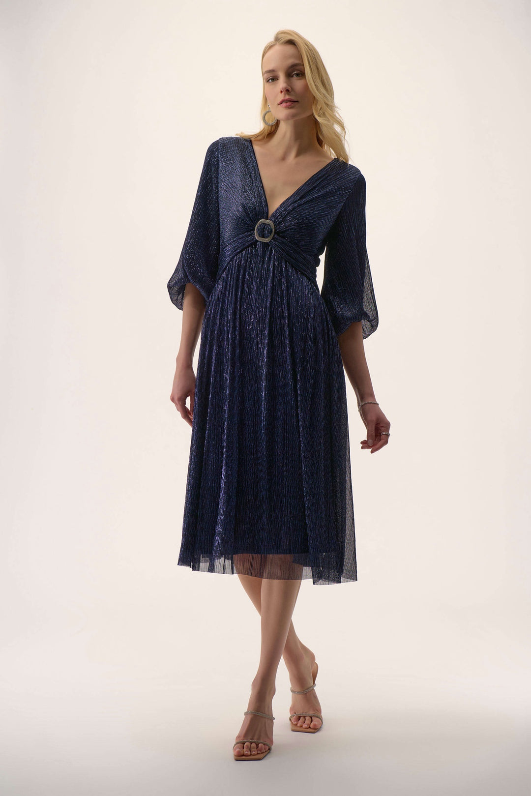 Joseph Ribkoff Signature | Sparkle Mesh Pliss Fit and Flare Midi Dres Rebecca's of Clinton Joseph Ribkoff Signature | Sparkle Mesh Pliss Fit and Flare Midi Dres Rebecca's of Clinton