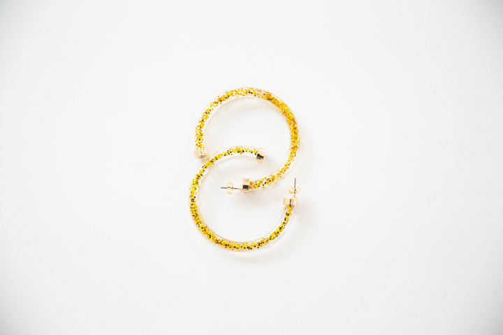 Hoo Hoops Lightweight Large Hoop Earrings - Gold Glitter