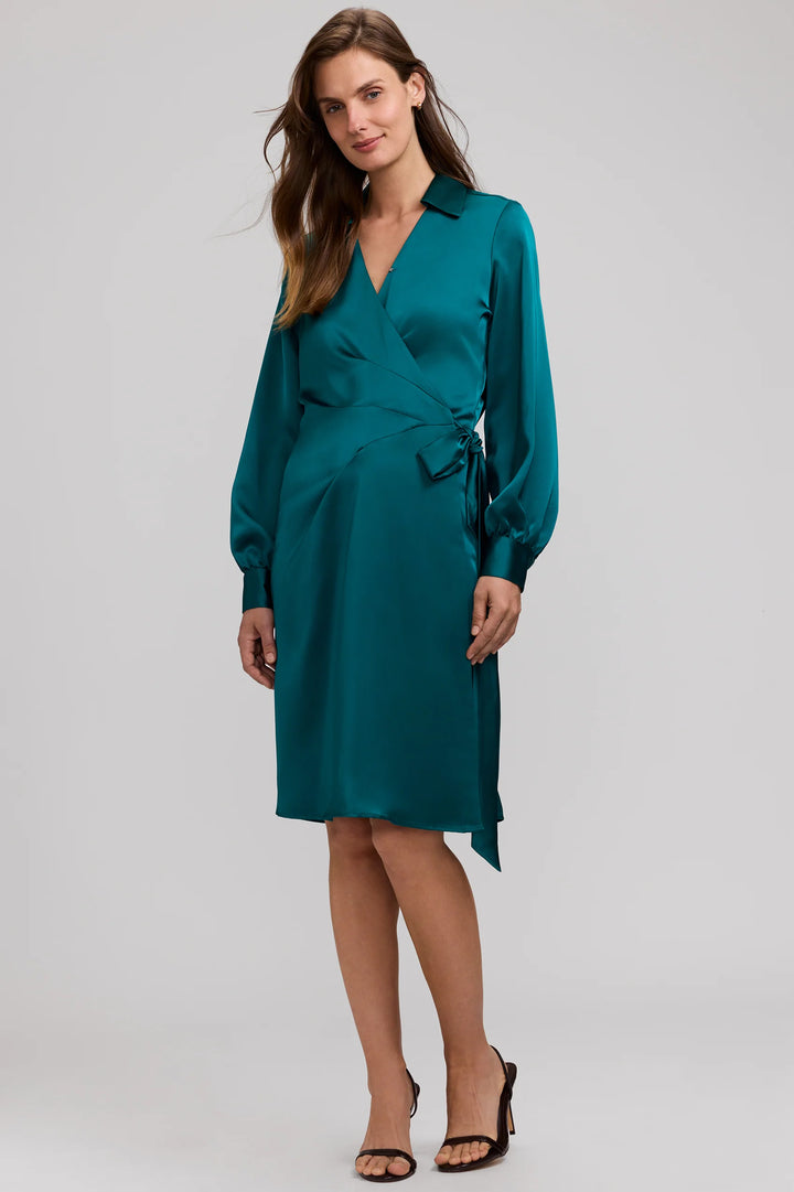 Foxcroft Emerald Valentina Beyond Silk Long Sleeve Dress