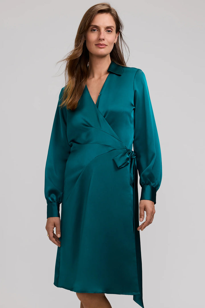 Foxcroft Emerald Valentina Beyond Silk Long Sleeve Dress