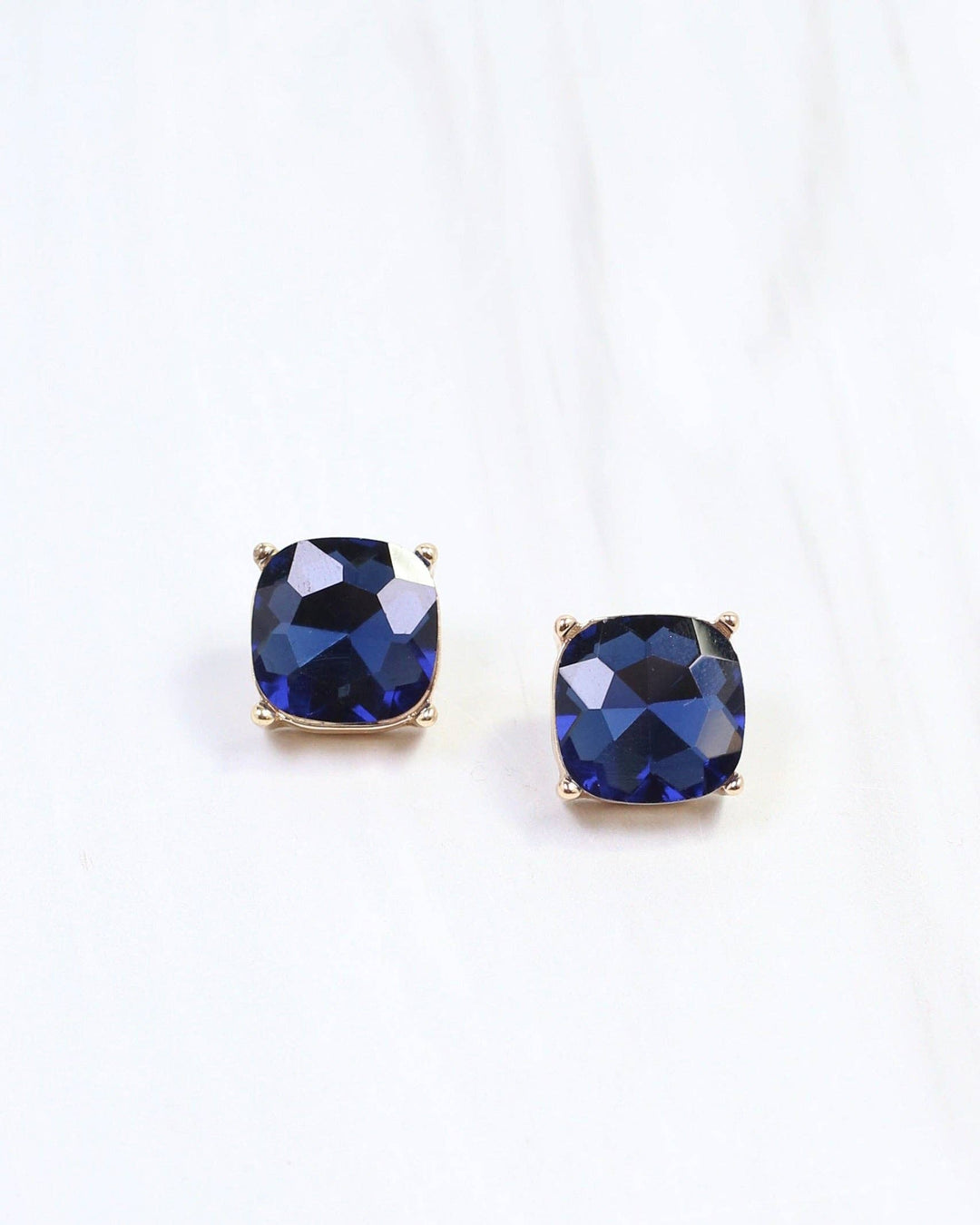 Julien Stone Stud Earring -Navy