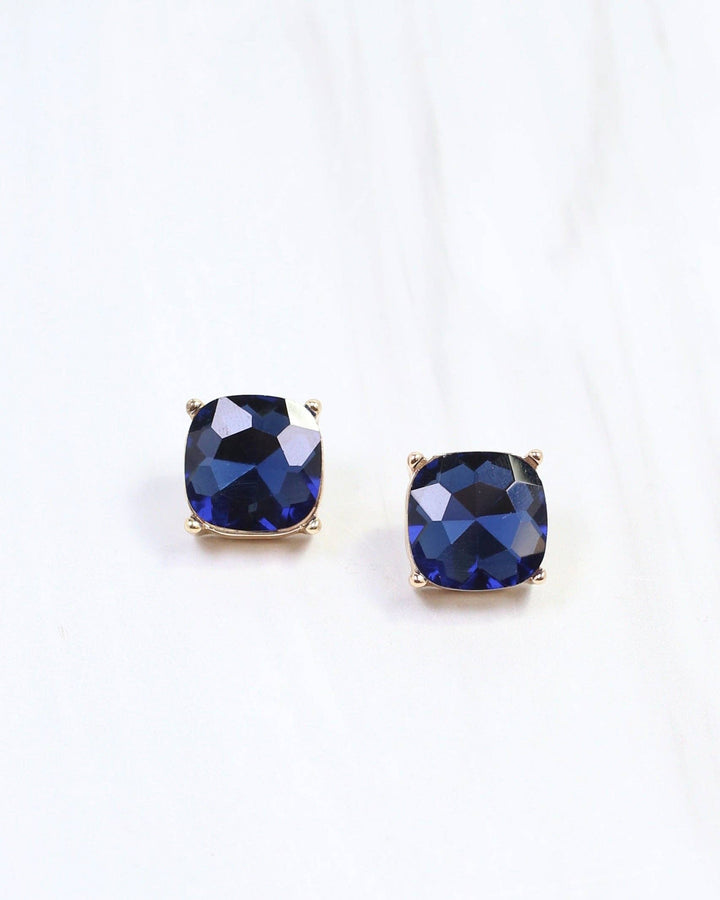 Julien Stone Stud Earring -Navy