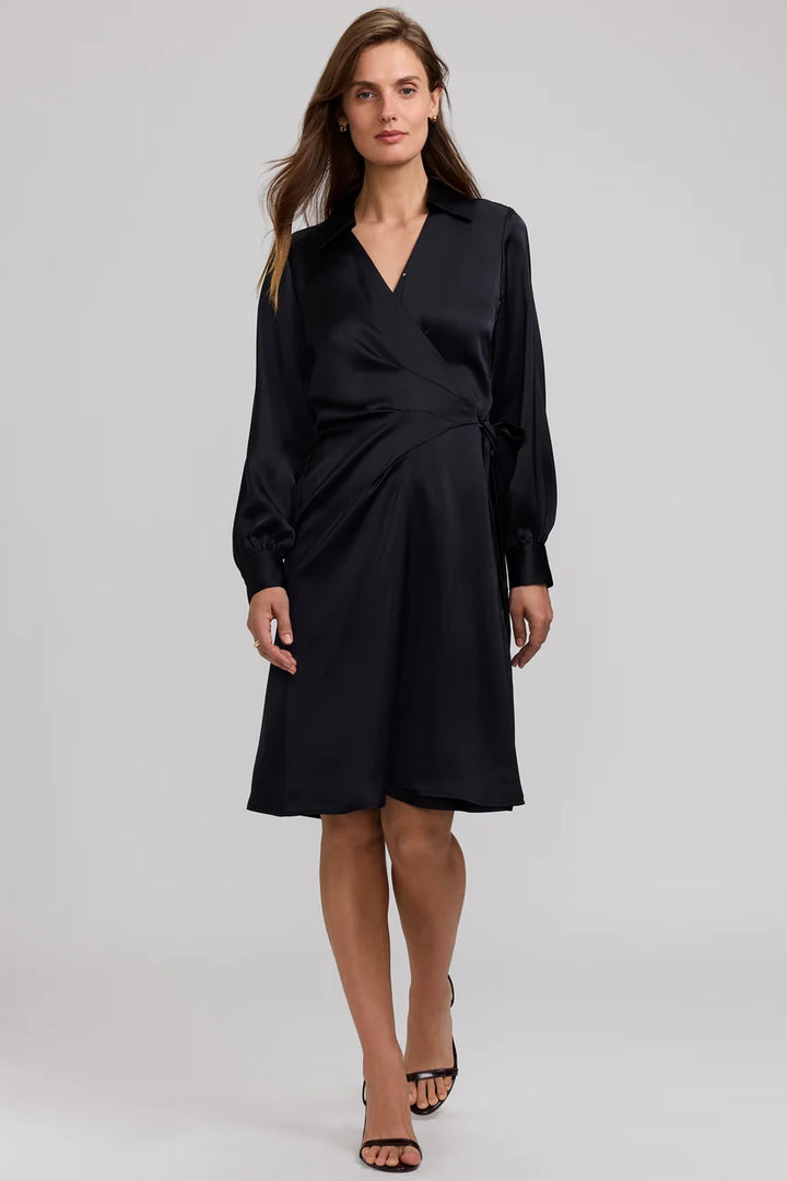 Foxcroft Black Valentina Beyond Silk Long Sleeve Dress