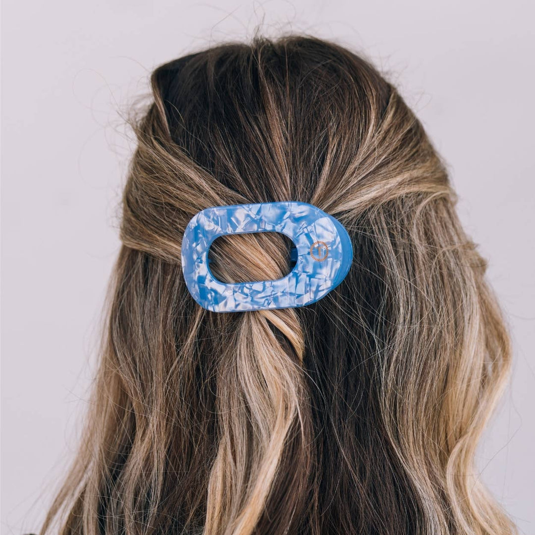 Teleties Flat Round Hair Clip | Small | Blue Lagoon