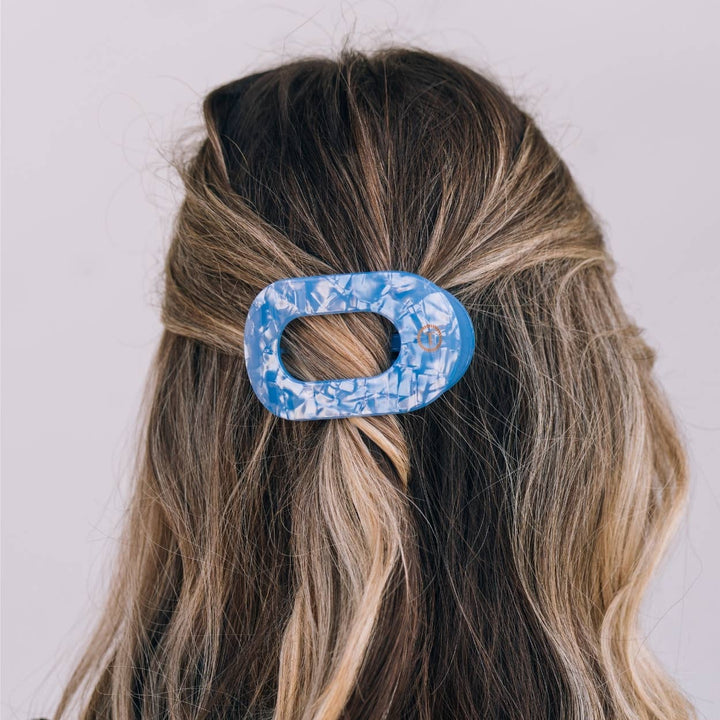Teleties Flat Round Hair Clip | Small | Blue Lagoon