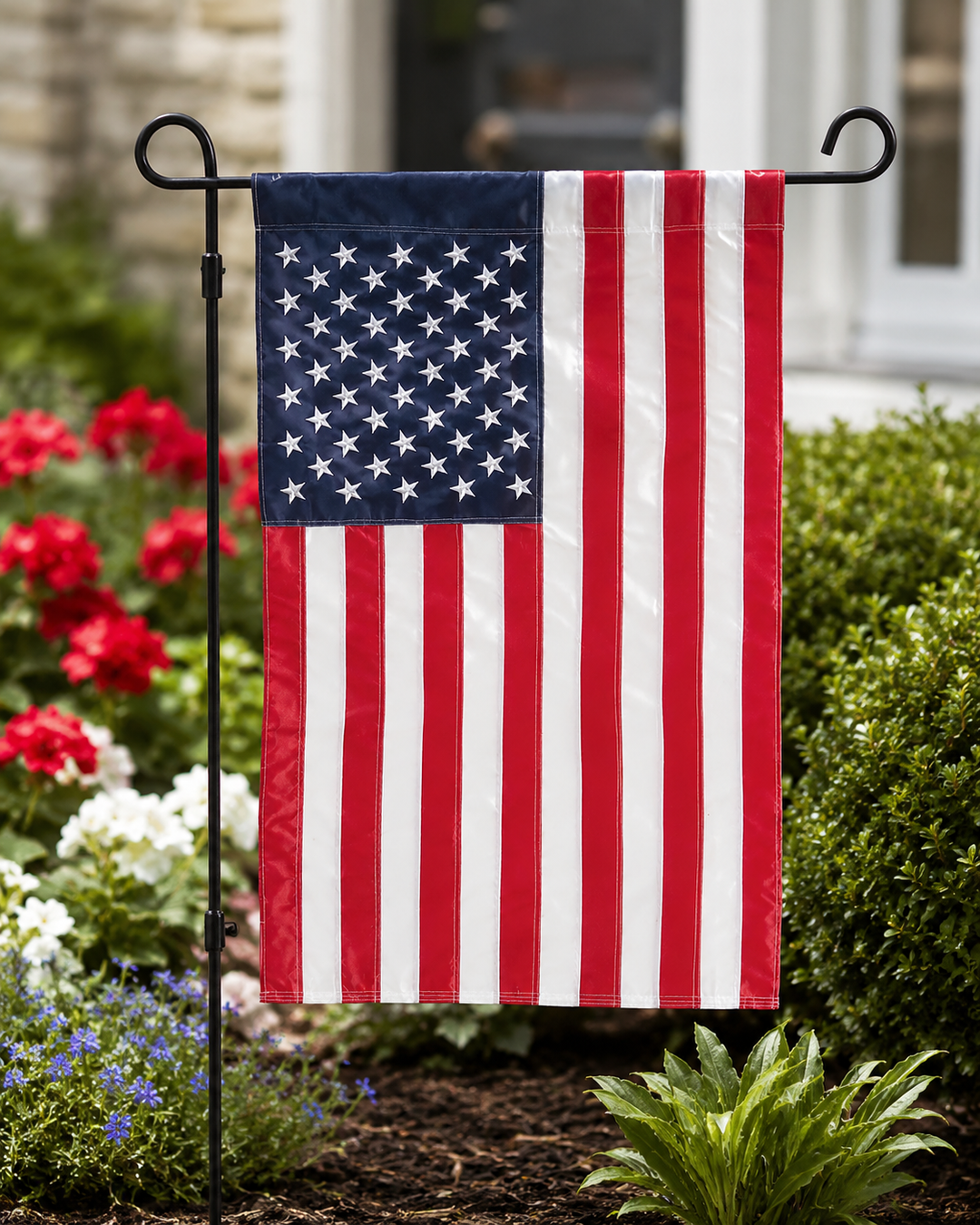 Evergreen American Flag Garden Applique Flag