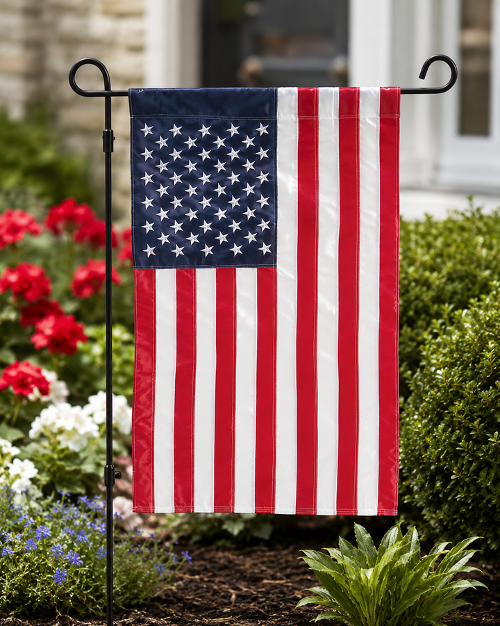 Evergreen American Flag Garden Applique Flag