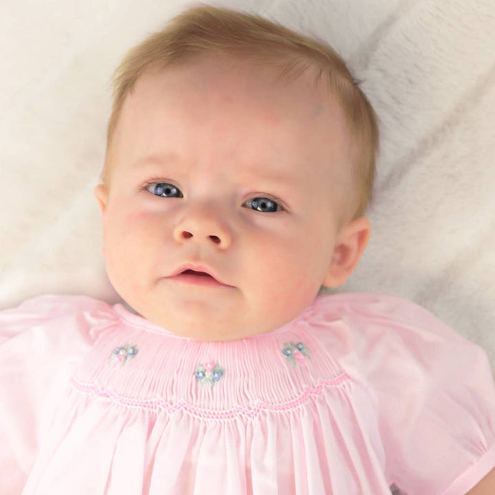 Petit Ami Pink Bubble with Novelty Smocking