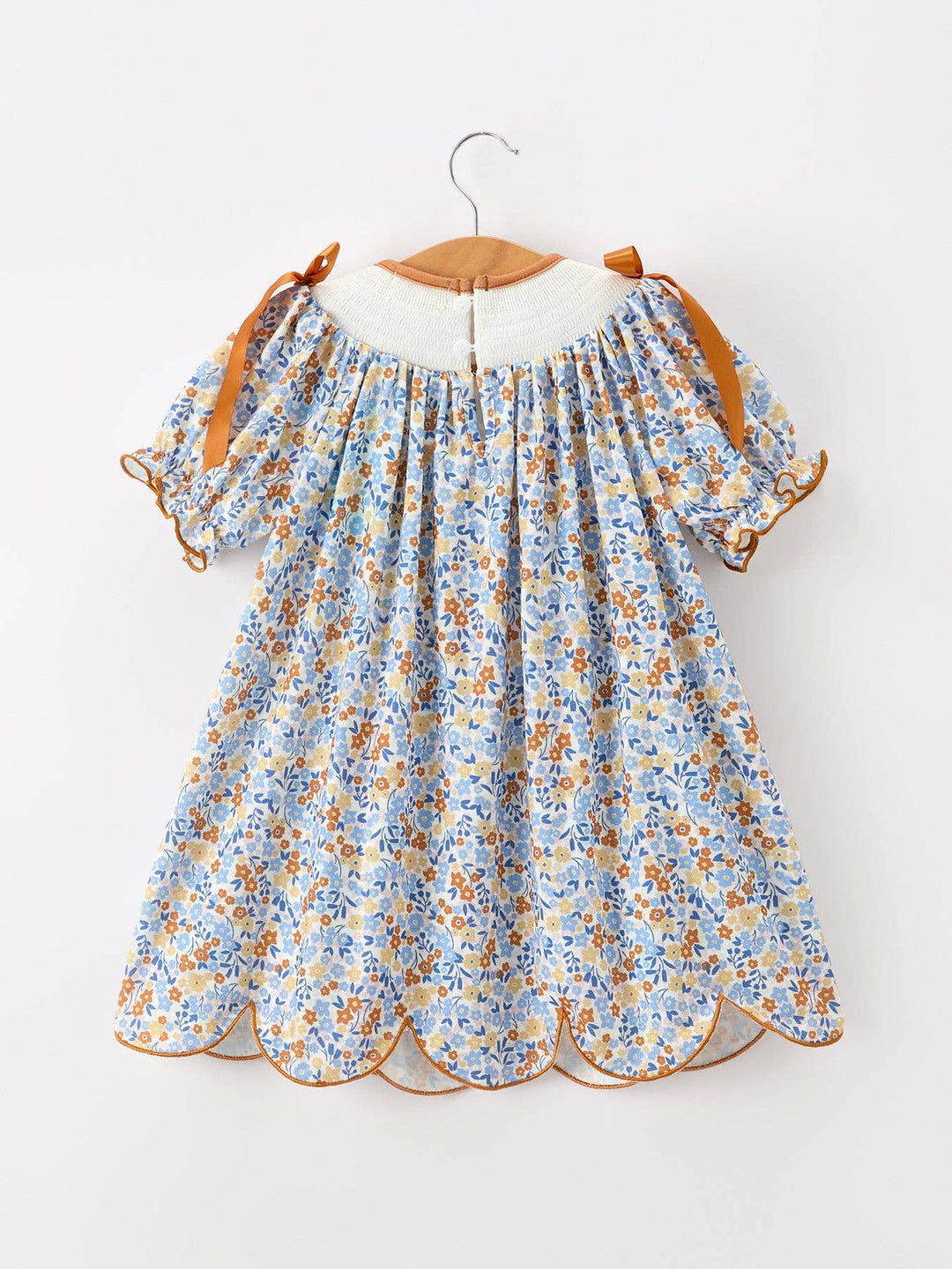 Fall Floral Smocked Girls Dress