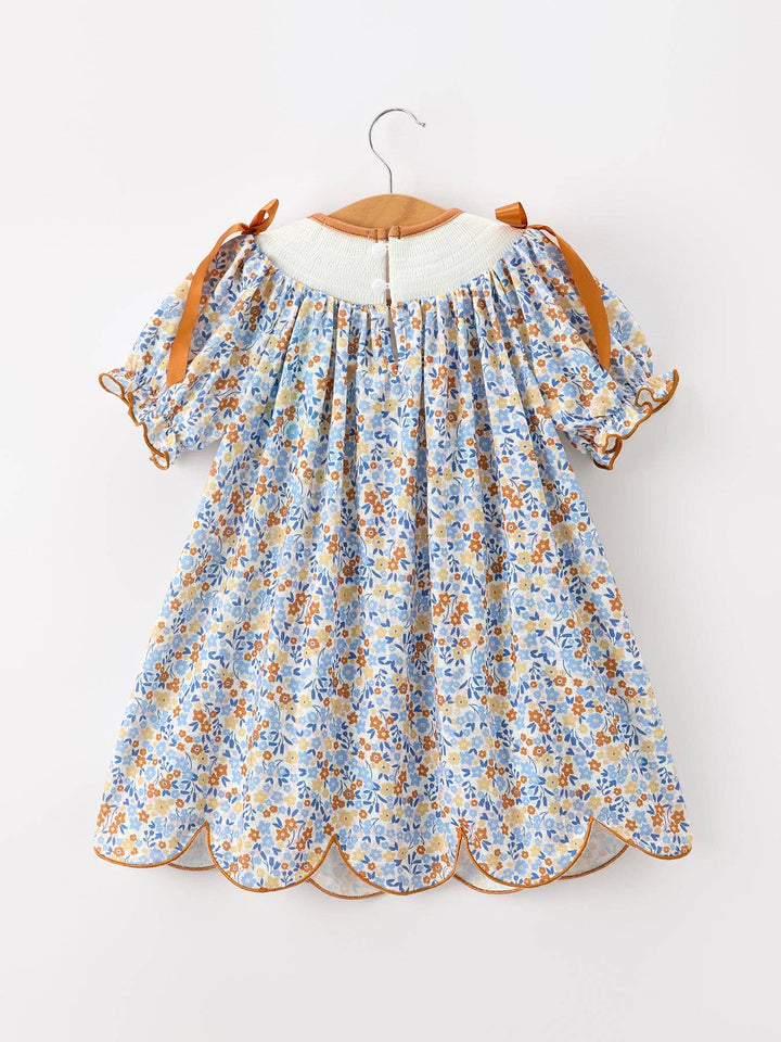 Fall Floral Smocked Girls Dress