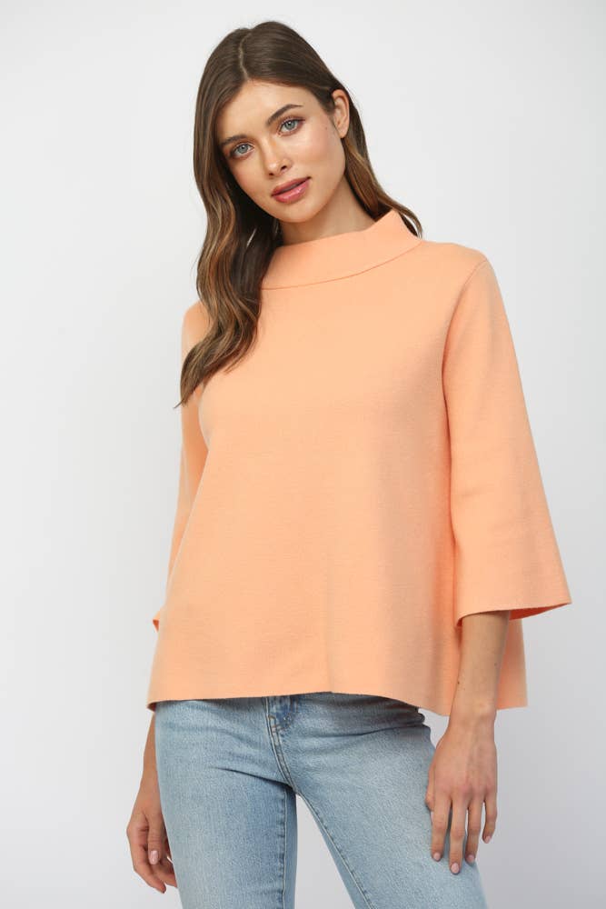 MOCK NECK PULLOVER SWEATER/BELL SLEEVE VA-35