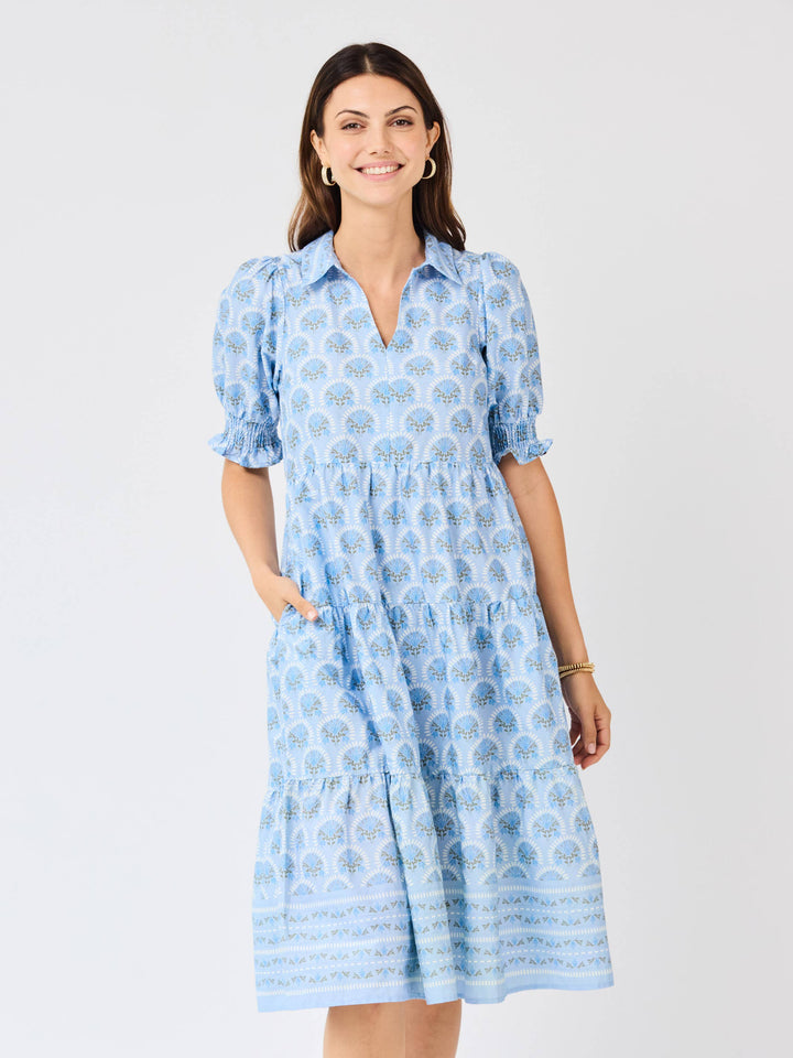Mary Square Sunshower Flora Blue Molly Midi Dress