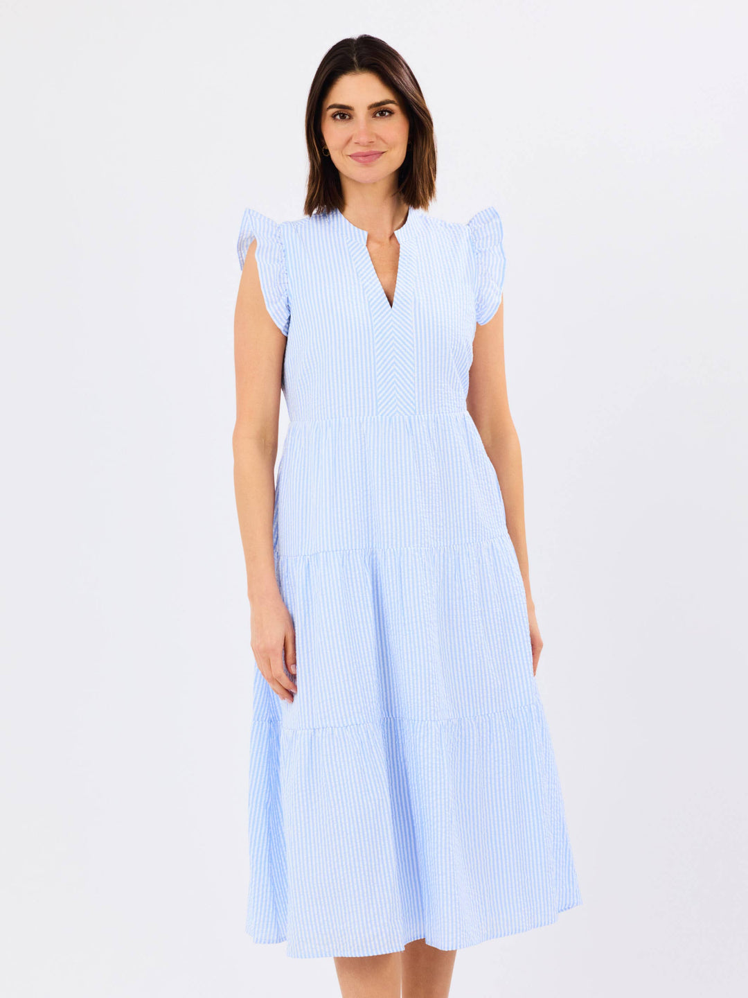 Kari Seersucker Dress | Blue + White