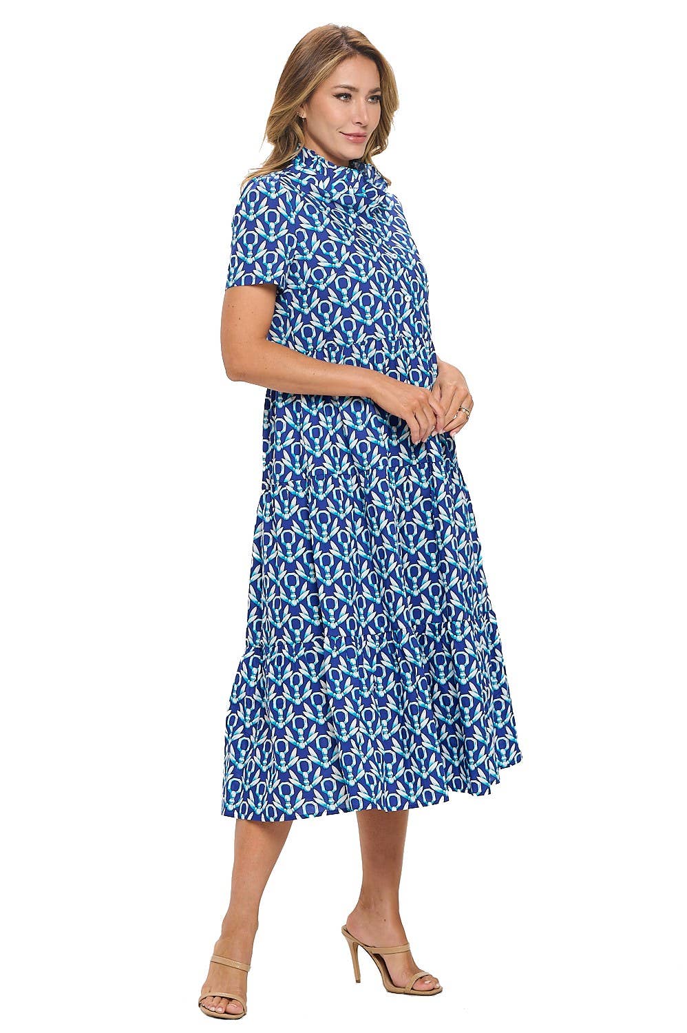 Aryeh Charell Short Sleeve Tiered Dress