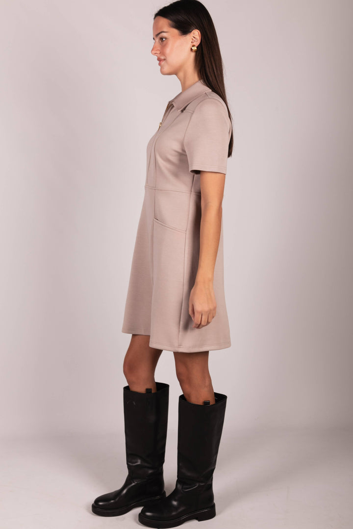 P. CILL Butter Modal Quarter Zip Short Sleeve Dress