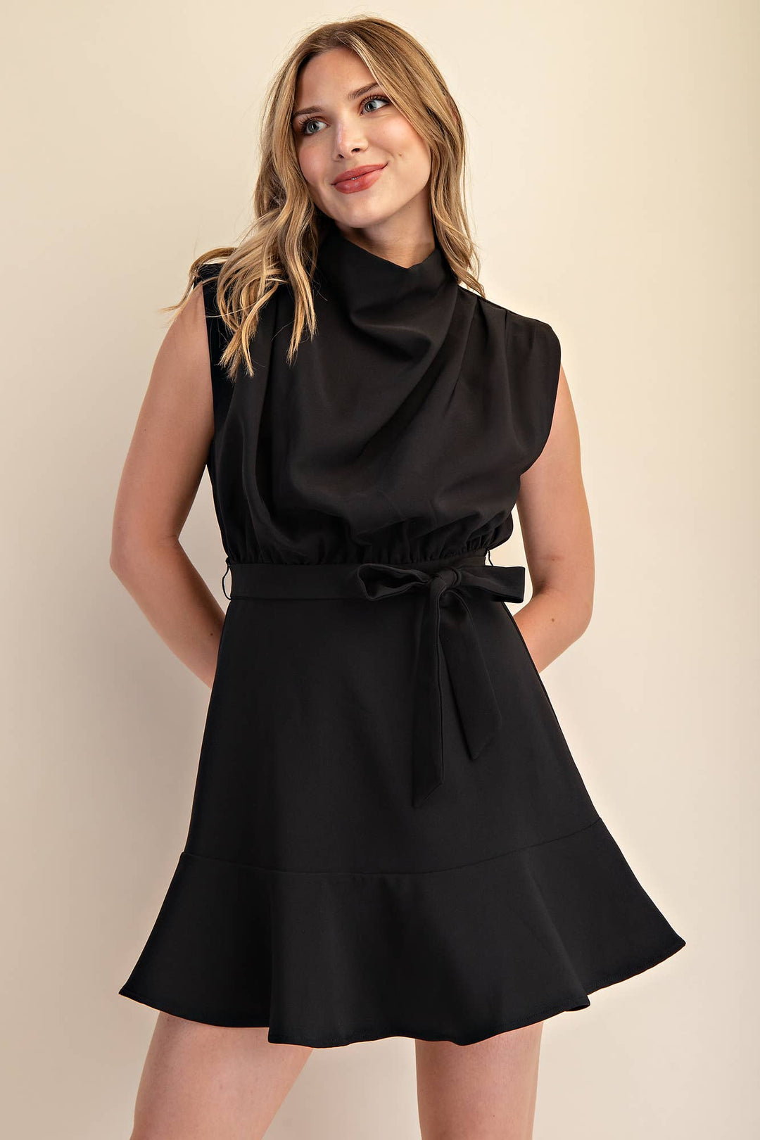 Cowl Neck Sleeveless Mini Dress