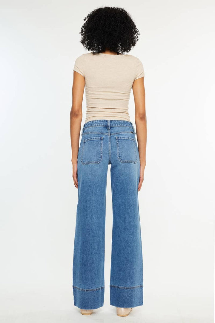 MID RISE WIDE LEG JEANS-KC70100MD