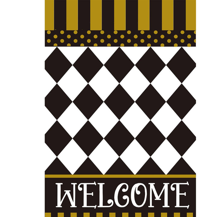 Briarwood Lane Black/White/Gold Checkerboard House Flag - 40" x 28"