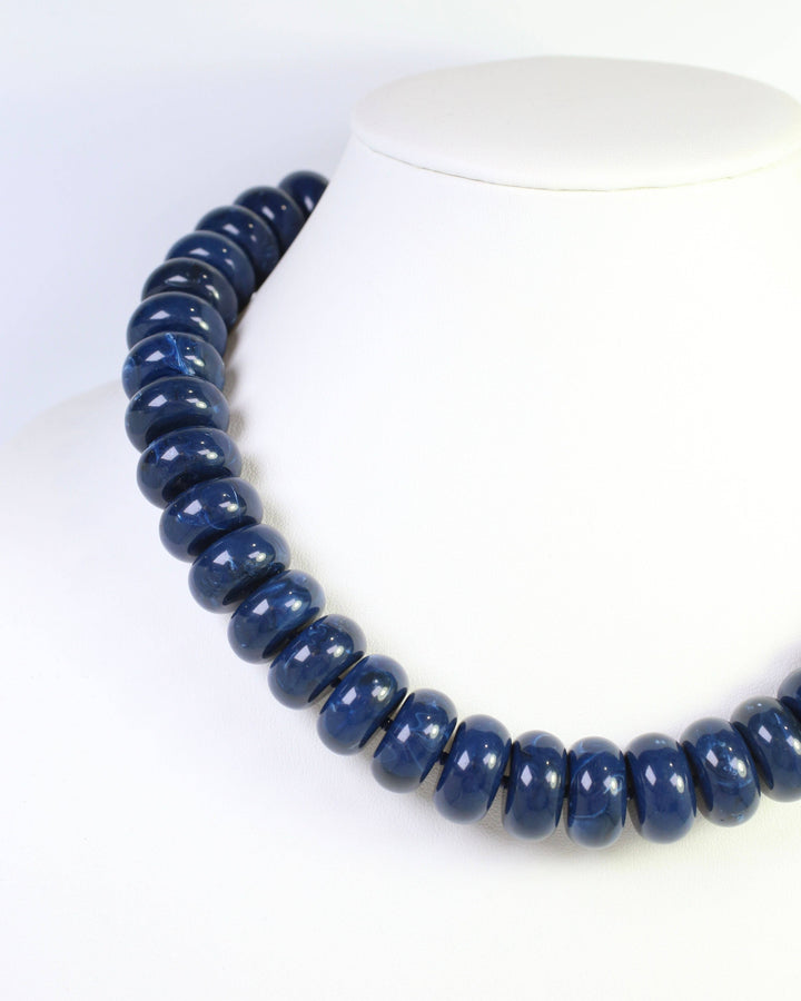 Pipestone Marble Beaded Necklace -Navy