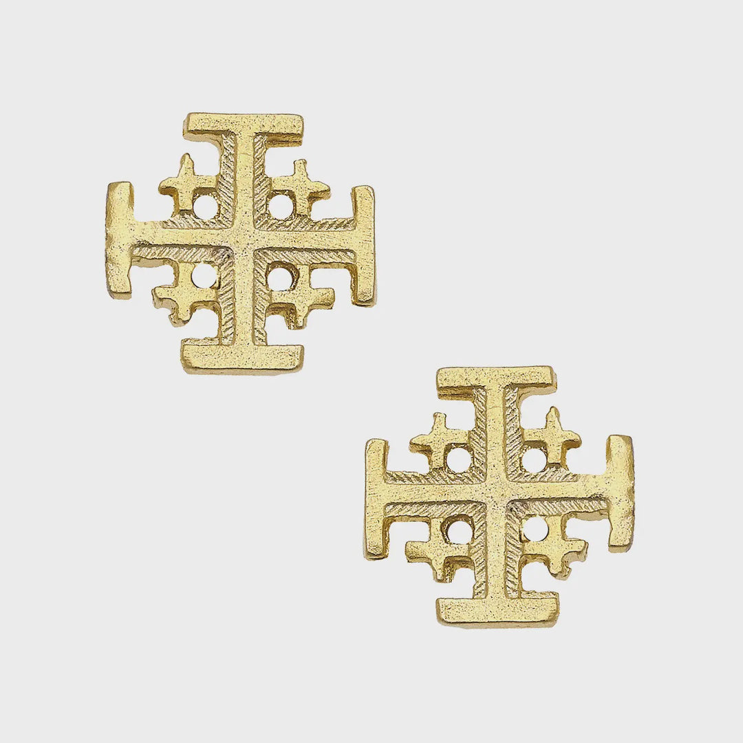 Susan Shaw Gold Multi Cross Stud Earring