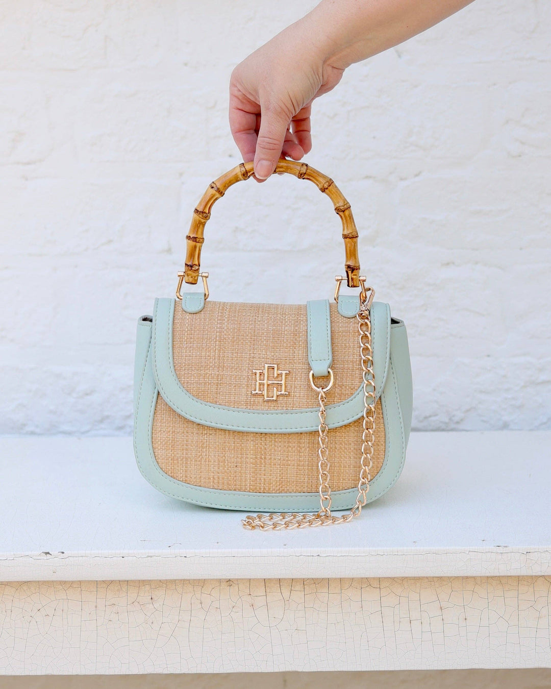 Caroline Hill Jessica Handbag Natural Mint