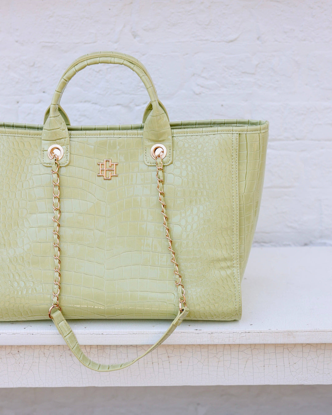Caroline Hill Missy Tote Lime Patent EC