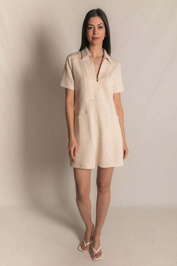 P. CILL Butter Modal Quarter Zip Short Sleeve Dress