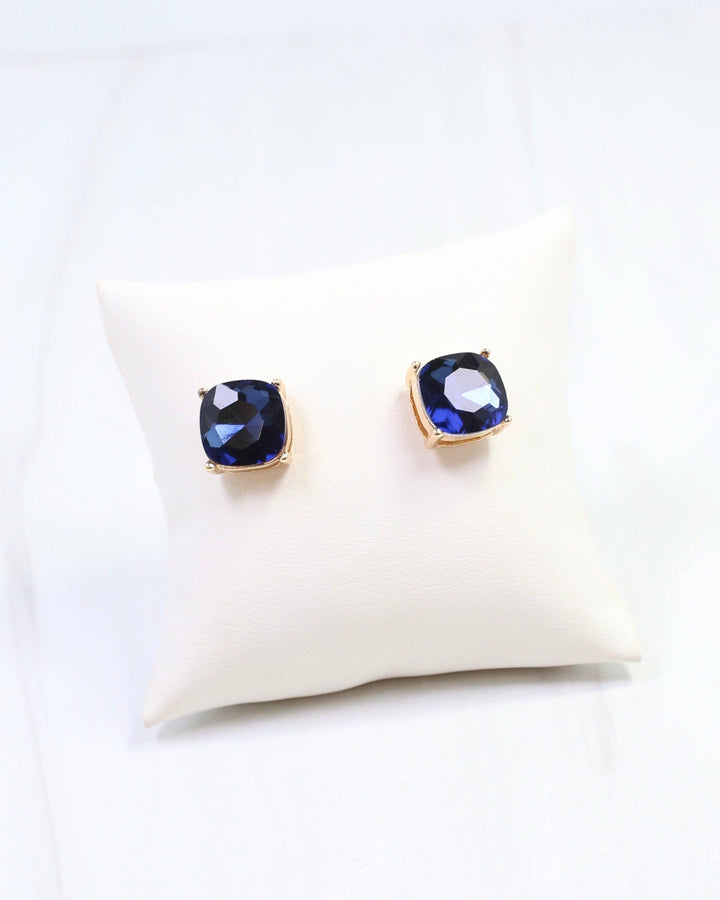 Julien Stone Stud Earring -Navy