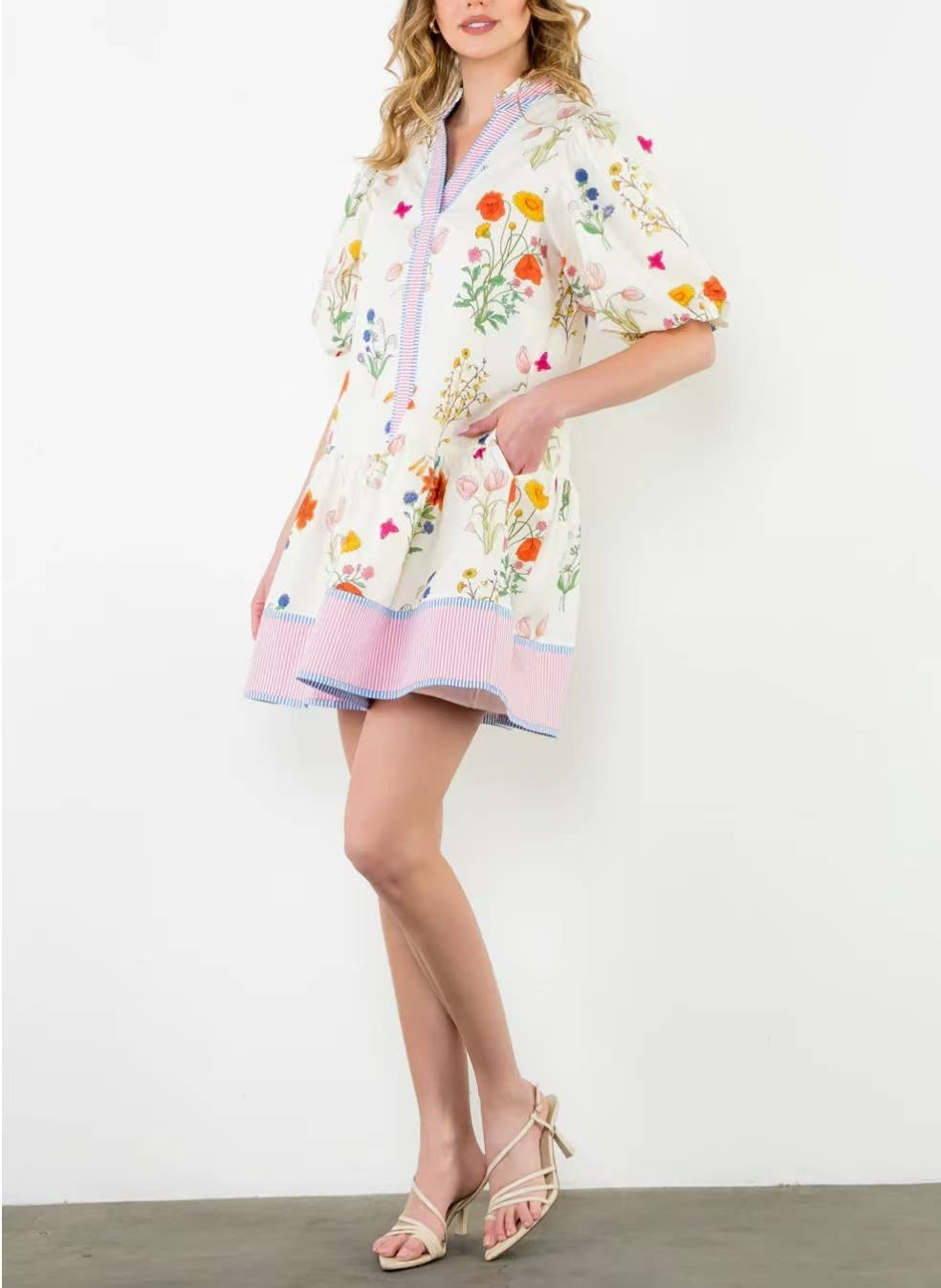 Marbella Bohemia Floral Puff Sleeve Midi Dress