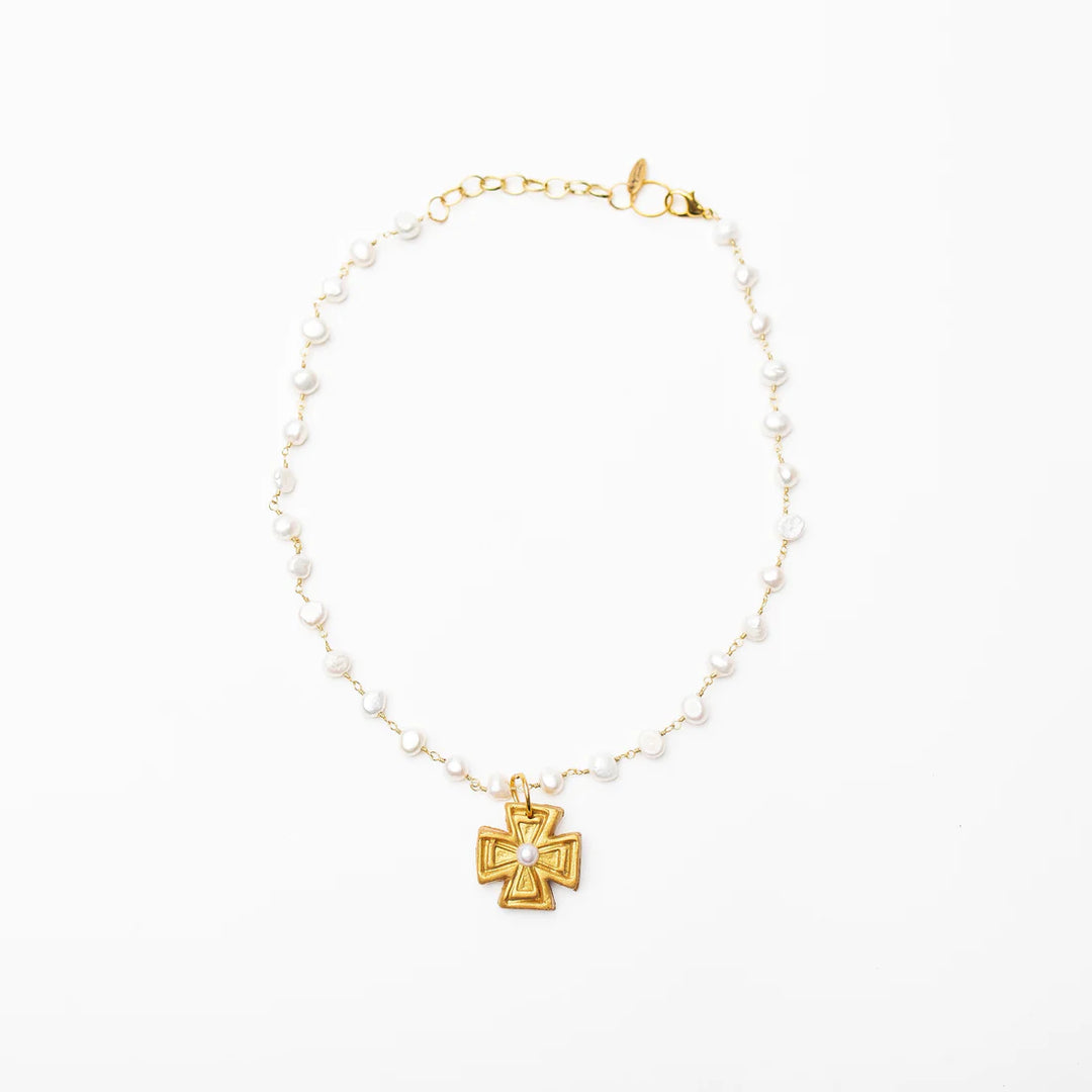 Hidden Truth Jewelry Fresh Water Pearl Chain with Anna Pearl Cross
