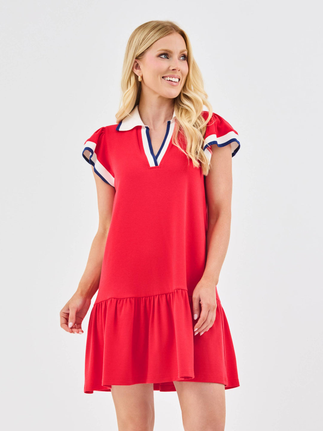 Mary Square Carissa Dress | Red + White