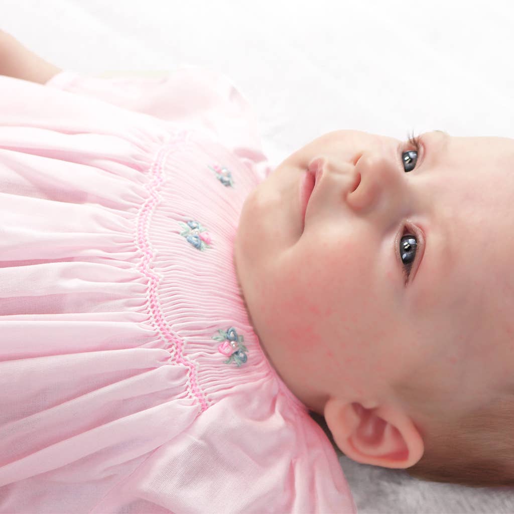 Petit Ami Pink Bubble with Novelty Smocking
