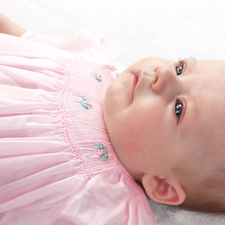 Petit Ami Pink Bubble with Novelty Smocking