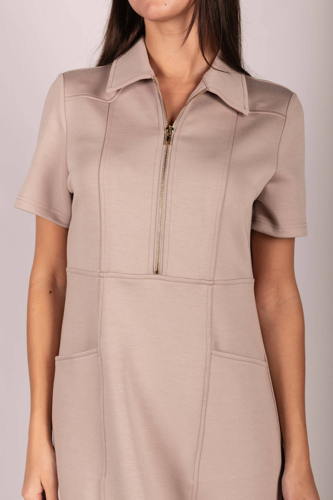 P. CILL Butter Modal Quarter Zip Short Sleeve Dress