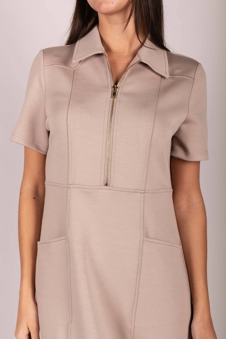 P. CILL Butter Modal Quarter Zip Short Sleeve Dress