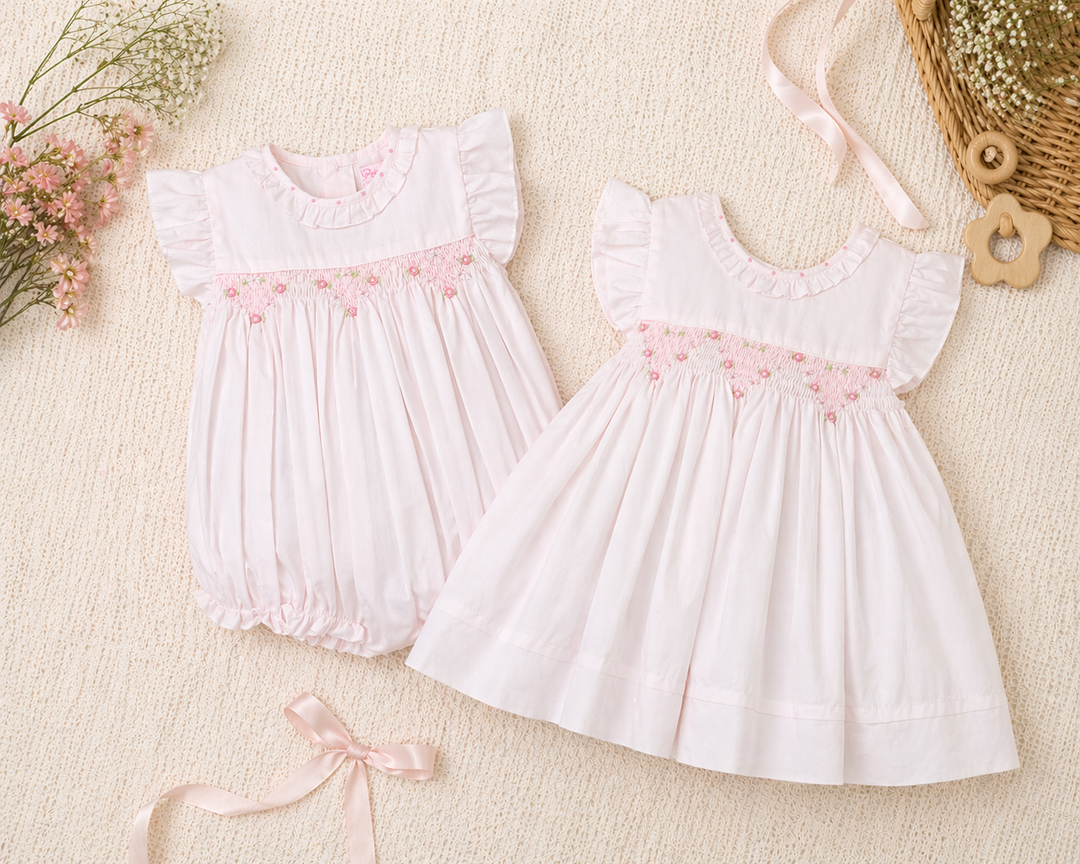 Pink Corded Smocked Heirloom Dress