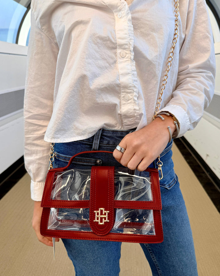Caroline Hill Grace Clear Bag - Burgundy