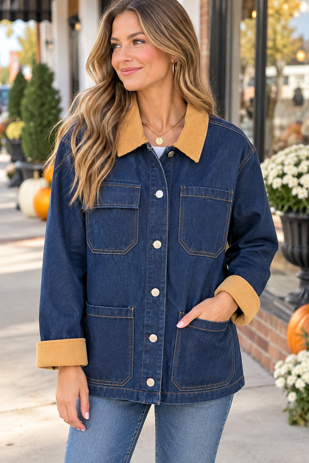 She + Sky Washed Denim Barn Jacket