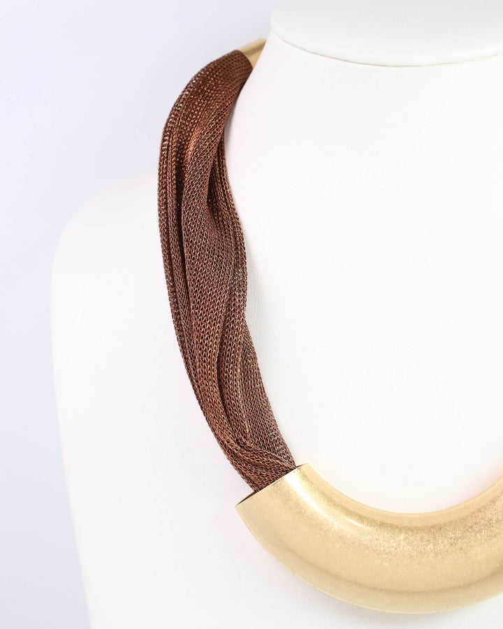 Albert Mesh Necklace with Bar Bronze