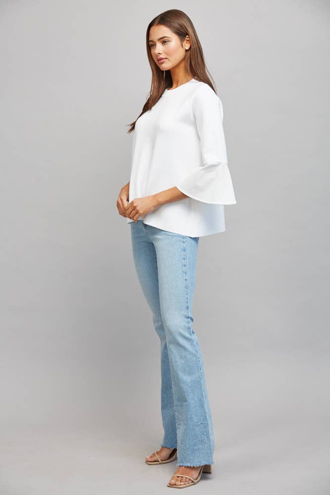 CONTRAST FLARE BELL SLV MIXED MEDIA SWEATER FW10841