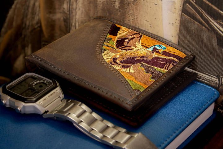 Men's Bifold Woven with Mallord Patch Leather Wallet