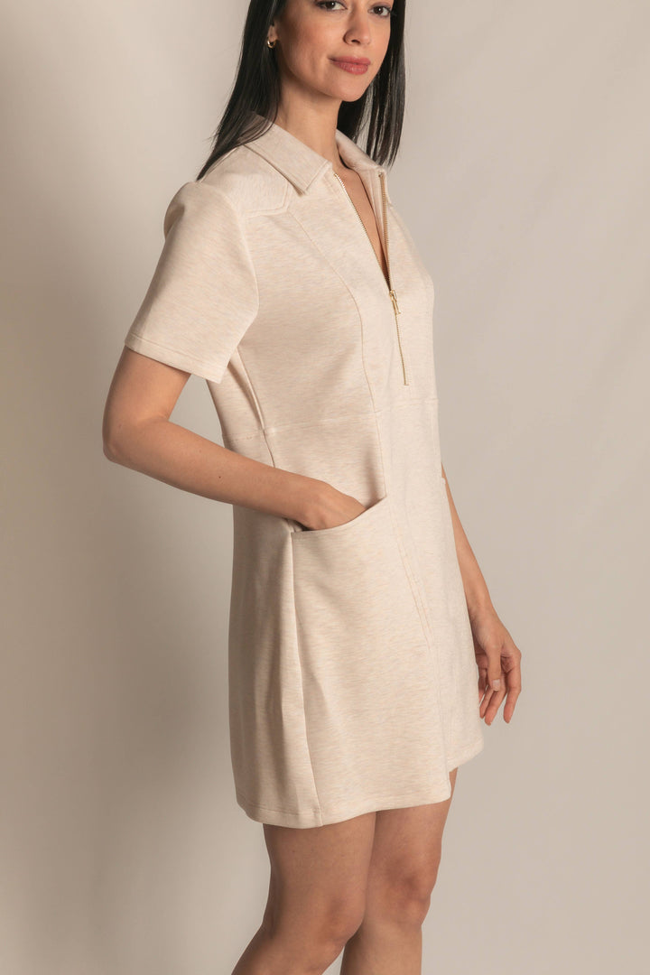 P. CILL Butter Modal Quarter Zip Short Sleeve Dress