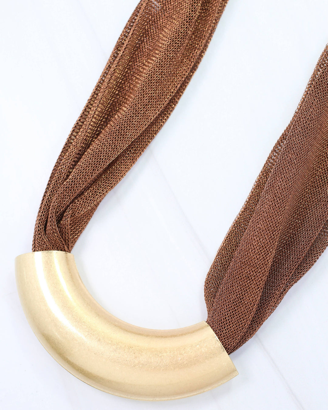 Albert Mesh Necklace with Bar Bronze