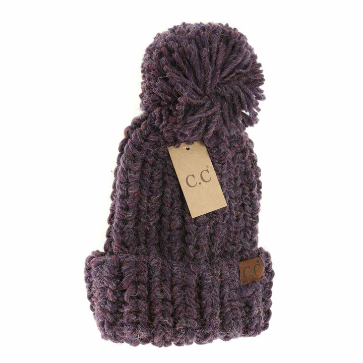 Chunky Knit Yarn Pom C.C Beanie