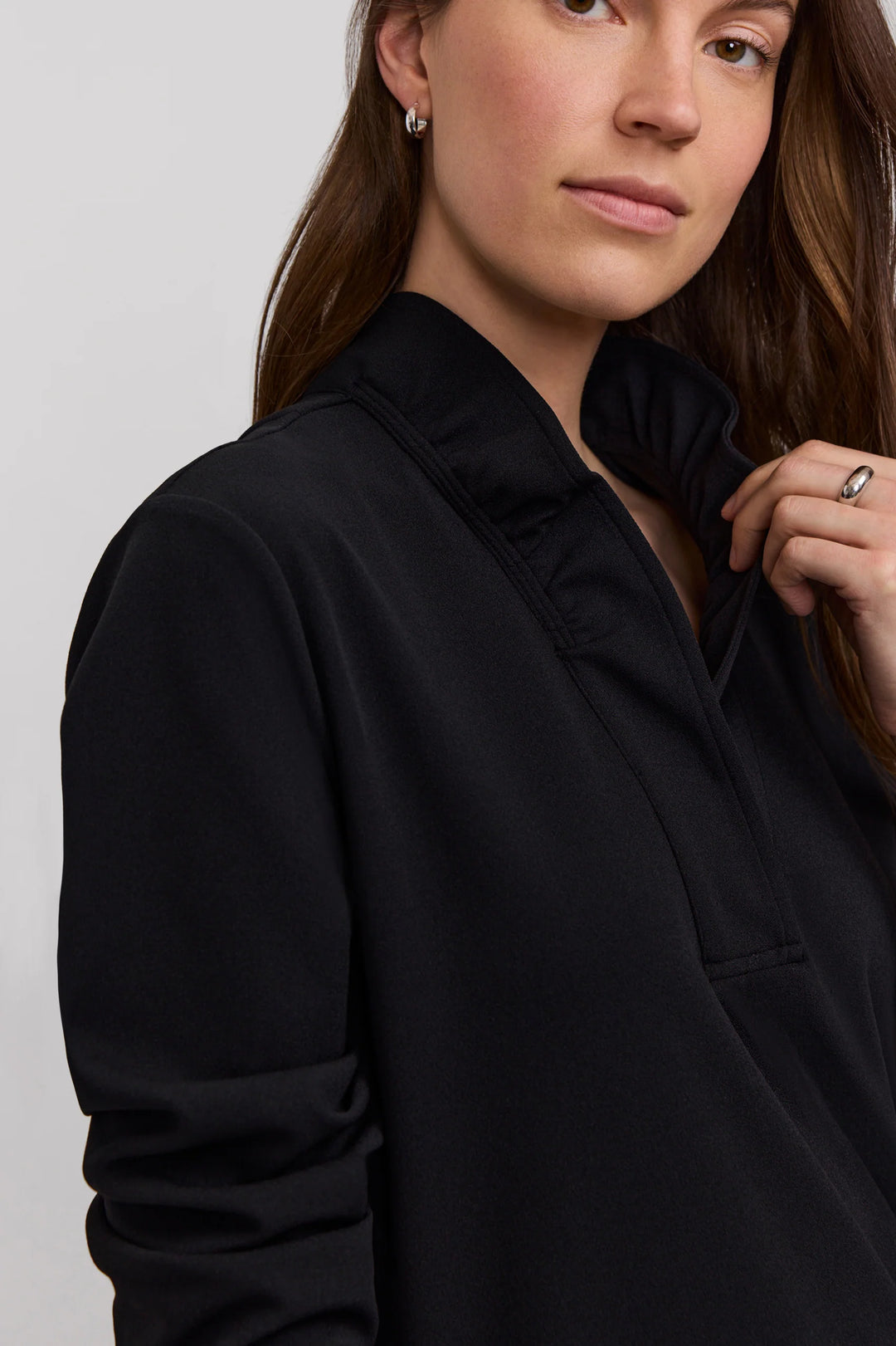 Foxcroft Black Tammy Knit Crepe Long Sleeve Dress