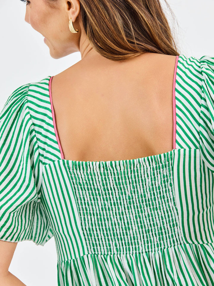 Mary Square Milena Dress | Green + White