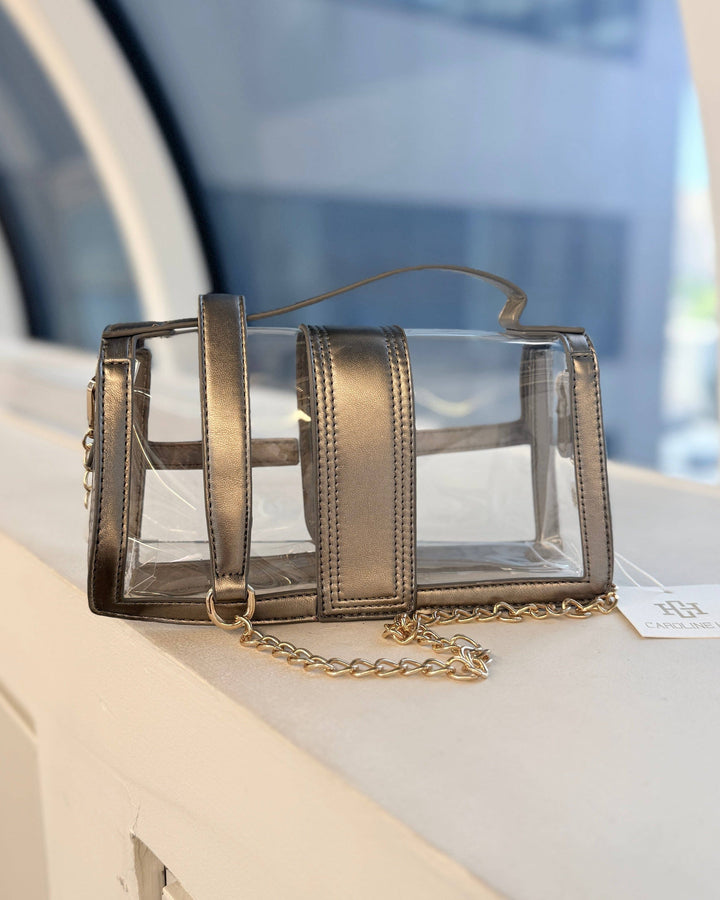 Caroline Hill Grace Clear Bag- Black Pearl