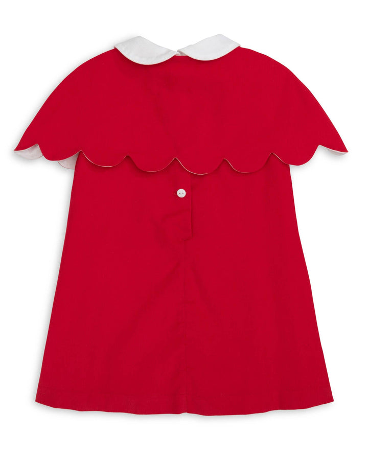 The Capelet Dress in Evelyn - Red Pinwale Corduroy