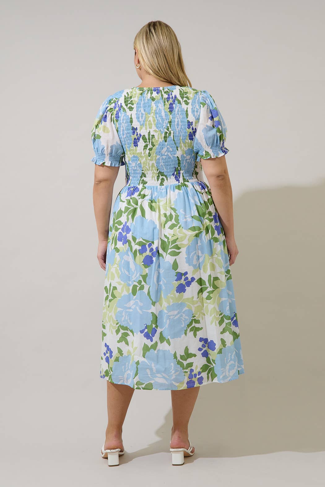 Tamry Khloey Floral Curve Plus Size Smocked Midi Dress