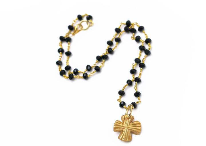 Hidden Truth Black Onyx chain with Julia Cross Necklace